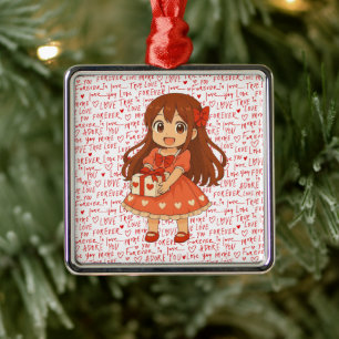 Cute anime Valentine's  Metal Ornament