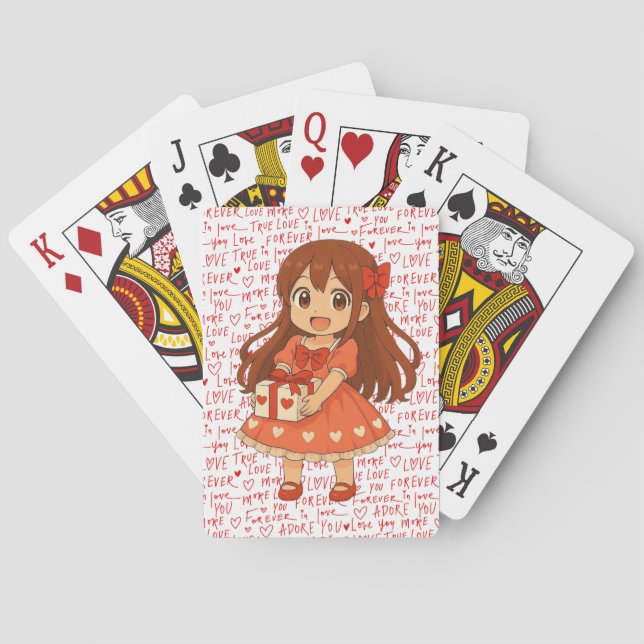 Cute anime Valentine's  Playing Cards (Back)