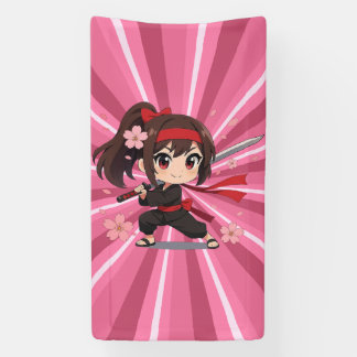 Cute anime warrior blossom girl banner