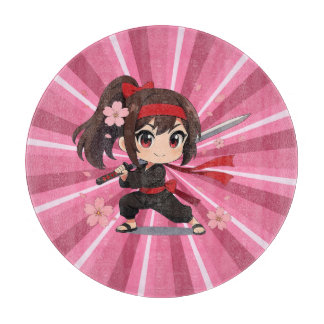 Cute anime warrior blossom girl cutting board