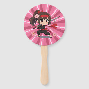 Cute anime warrior blossom girl hand fan