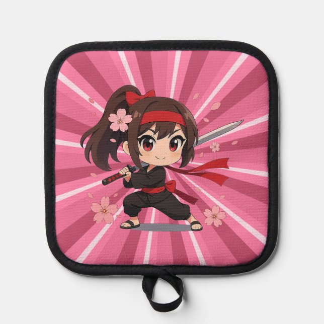 Cute anime warrior blossom girl pot holder (Front)