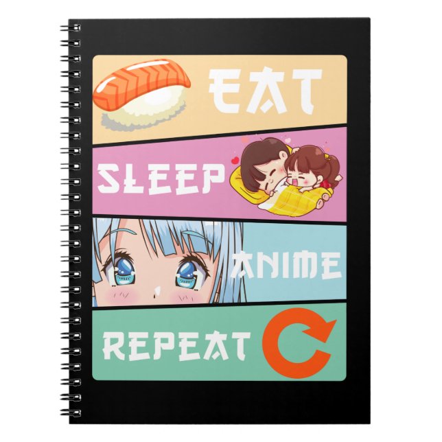 Cute Anime watching Girl Japan Comic Manga Anime Notebook (Front)