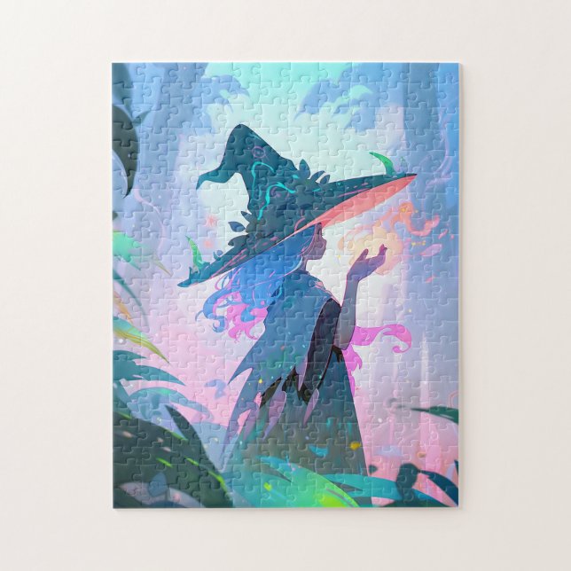 Cute Anime Witch Girl Fantasy Art Jigsaw Puzzle (Vertical)