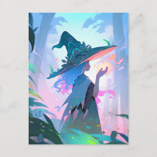 Cute Anime Witch Girl Fantasy Art Postcard