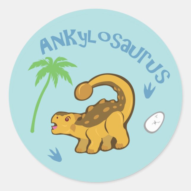Cute Ankylosaurus Classic Round Sticker (Front)