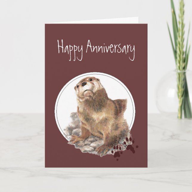 Cute Anniversary Otter for Spouse Card (Front)