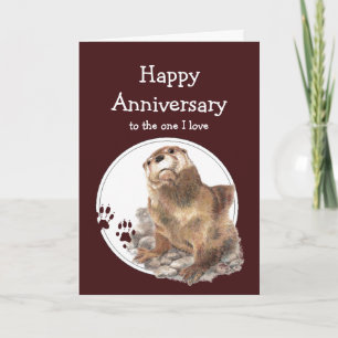 Cute Anniversary Otter One I Love Custom Text Card