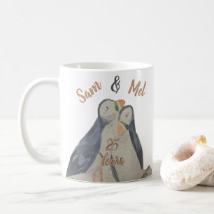 Cute Anniversary Puffins Coffee Mug