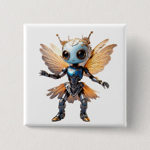 Cute Ant Girl Dancing Robot Pixie 15 Cm Square Badge