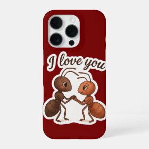 Cute Ant Love Sticker – Romantic Transparent Desig iPhone 16 Pro Case