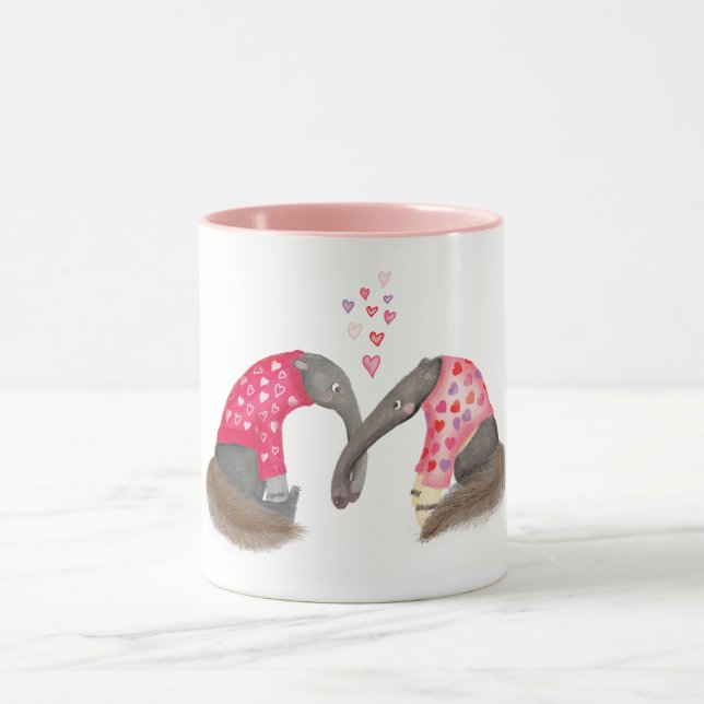 Cute anteaters in love mug (Center)