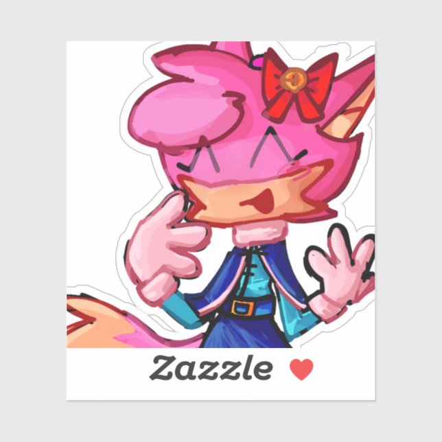 Cute Anthro Style Pink Animal Laptop Sticker  (Sheet)