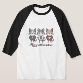 Cute Anthropomorphic Cats with Heart T-Shirt