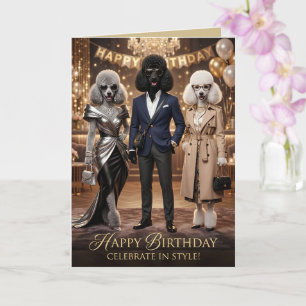 Cute Anthropomorphic French Poodles Birthday Card