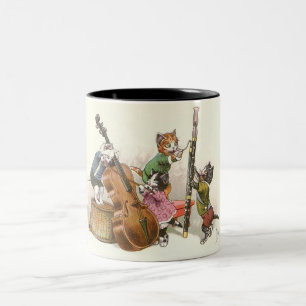 Cute Anthropomorphic Kittens Playing Music Two-Tone Coffee Mug