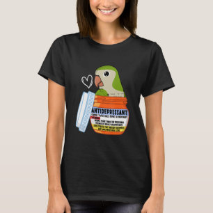 Cute Antidepressant Parrot I Green Monk Parakeet Q T-Shirt