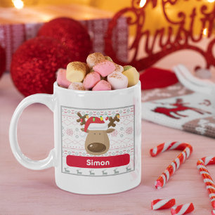 Cute Antlers Holiday Christmas Lights with Name Coffee Mug