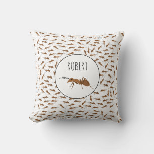 Cute Ants Pattern Custom Name Kids Cushion