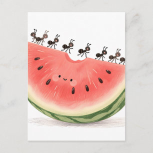 Cute Ants Watermelon Slice Postcard