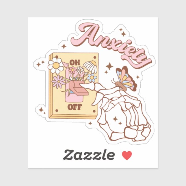 Cute Anxiety On Off Switch Vinyl Sticker (Sheet)