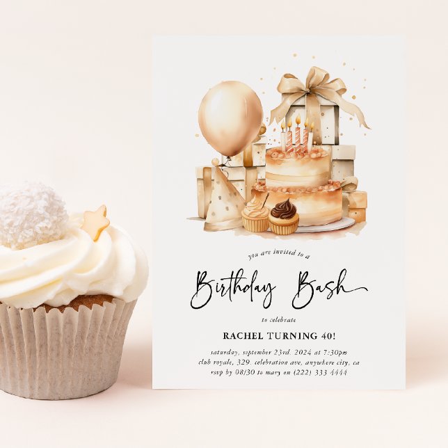 Cute Any Age Adult Birithday Bash Invitation (Creator Uploaded)