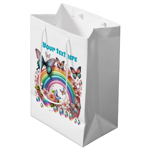 Cute any purpose butterfly party customisable medium gift bag (Front Angled)