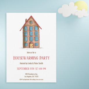 Cute Apartment Building New Home Housewarming Invitation