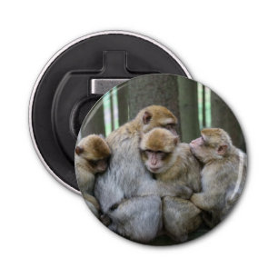 Cute Ape Family Group Hug Photograph Bottle Opener