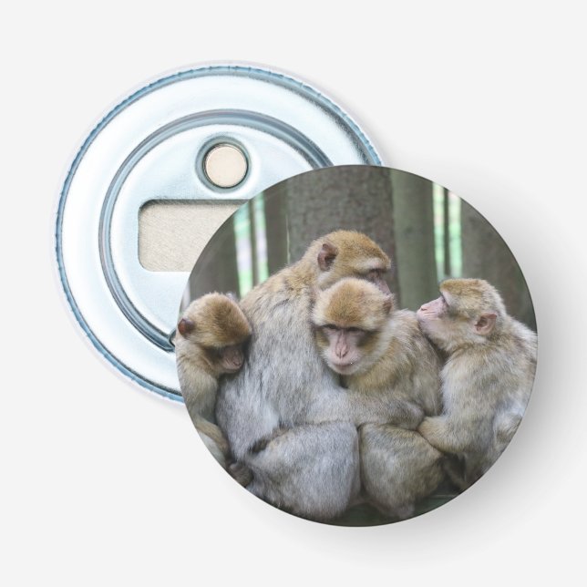 Cute Ape Family Group Hug Photograph Bottle Opener (Front)