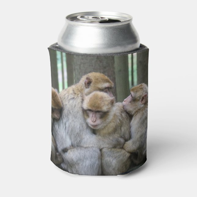 Cute Ape Family Group Hug Photograph Can Cooler (Can Back)