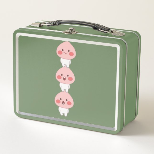 Cute apeach triplets metal lunch box (Front)