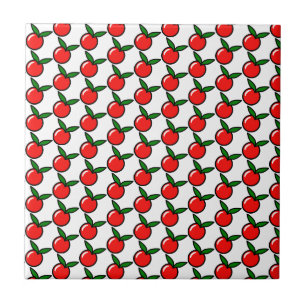 Cute Apple Cherry Red Fruit Fun Kitchen Cartoon Ceramic Tile