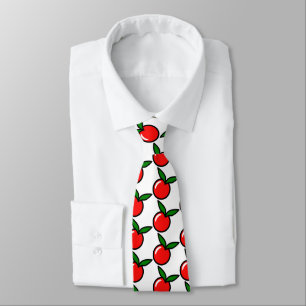 Cute Apple Cherry Red Fruit Fun Kitchen Cartoon Tie