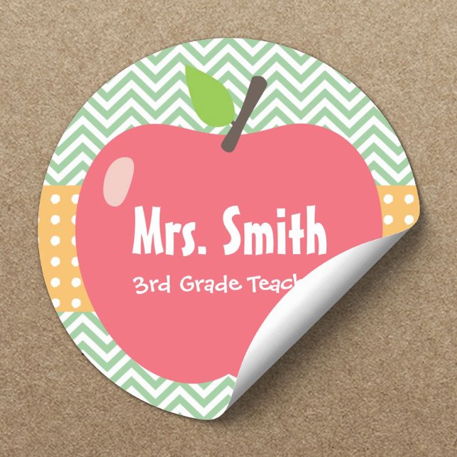Cute Apple Chevron Stripes Teacher Stickers (Creator Uploaded)