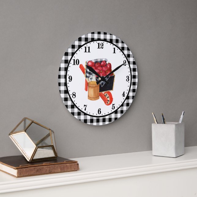 cute apple cider lovers  large clock (Office)