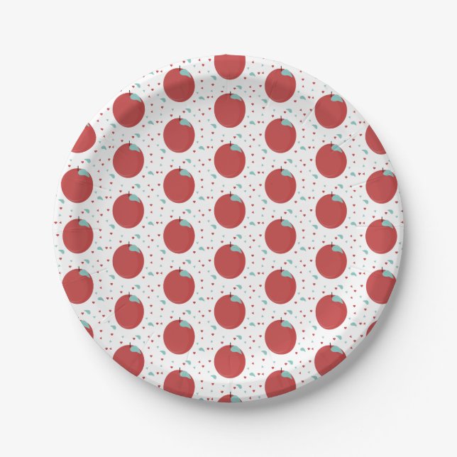 Cute Apple Confetti Birthday Party Paper Plate (Front)