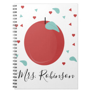 Cute Apple Confetti Teachers Name Notebook