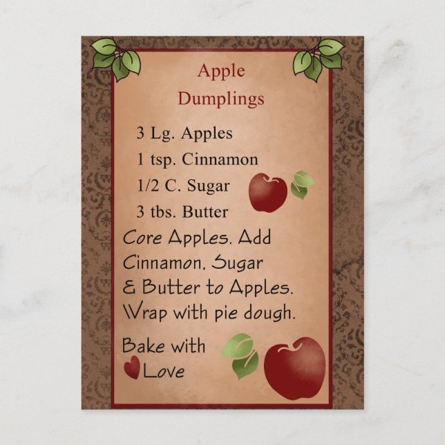 Cute Apple Dumplings Postcard (Front)
