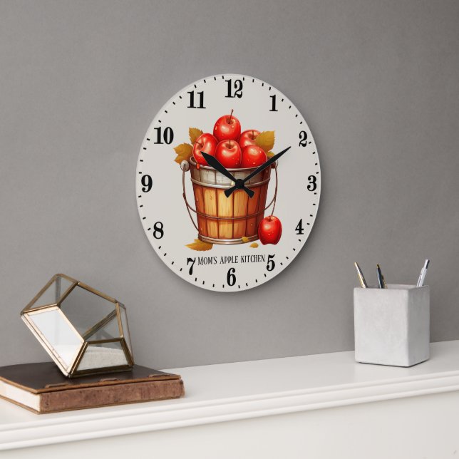 Cute apple fruit lovers kitchen  large clock (Office)