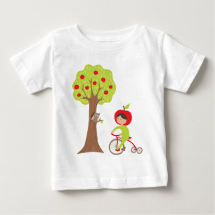 Cute Apple Girl Biking by an Apple Tree Graphic Baby T-Shirt
