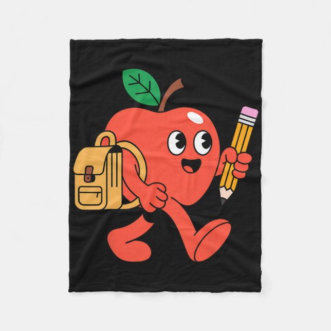 Cute Apple Going Ck To School  Fleece Blanket (Front)
