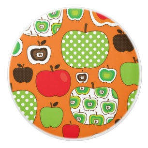 Cute apple illustration pattern ceramic knob