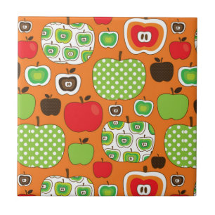 Cute apple illustration pattern ceramic tile