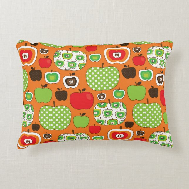 Cute apple illustration pattern decorative cushion (Front)