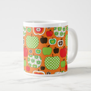Cute apple illustration pattern large coffee mug