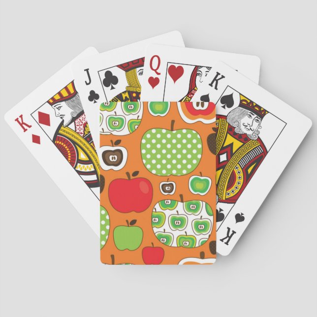 Cute apple illustration pattern playing cards (Back)