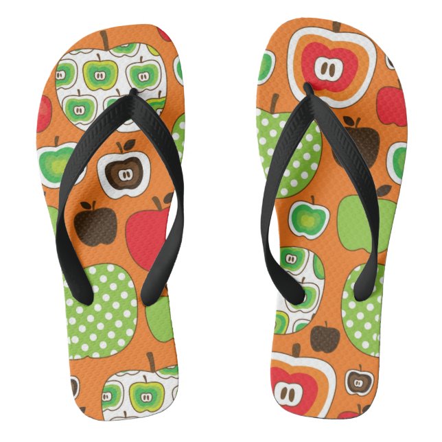 Cute apple illustration pattern thongs (Footbed)