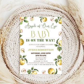 cute Apple Of Our Eye Baby Shower Invitation