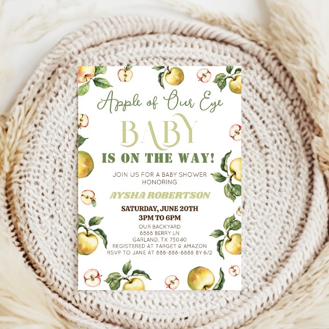 cute Apple Of Our Eye Baby Shower Invitation (Creator Uploaded)